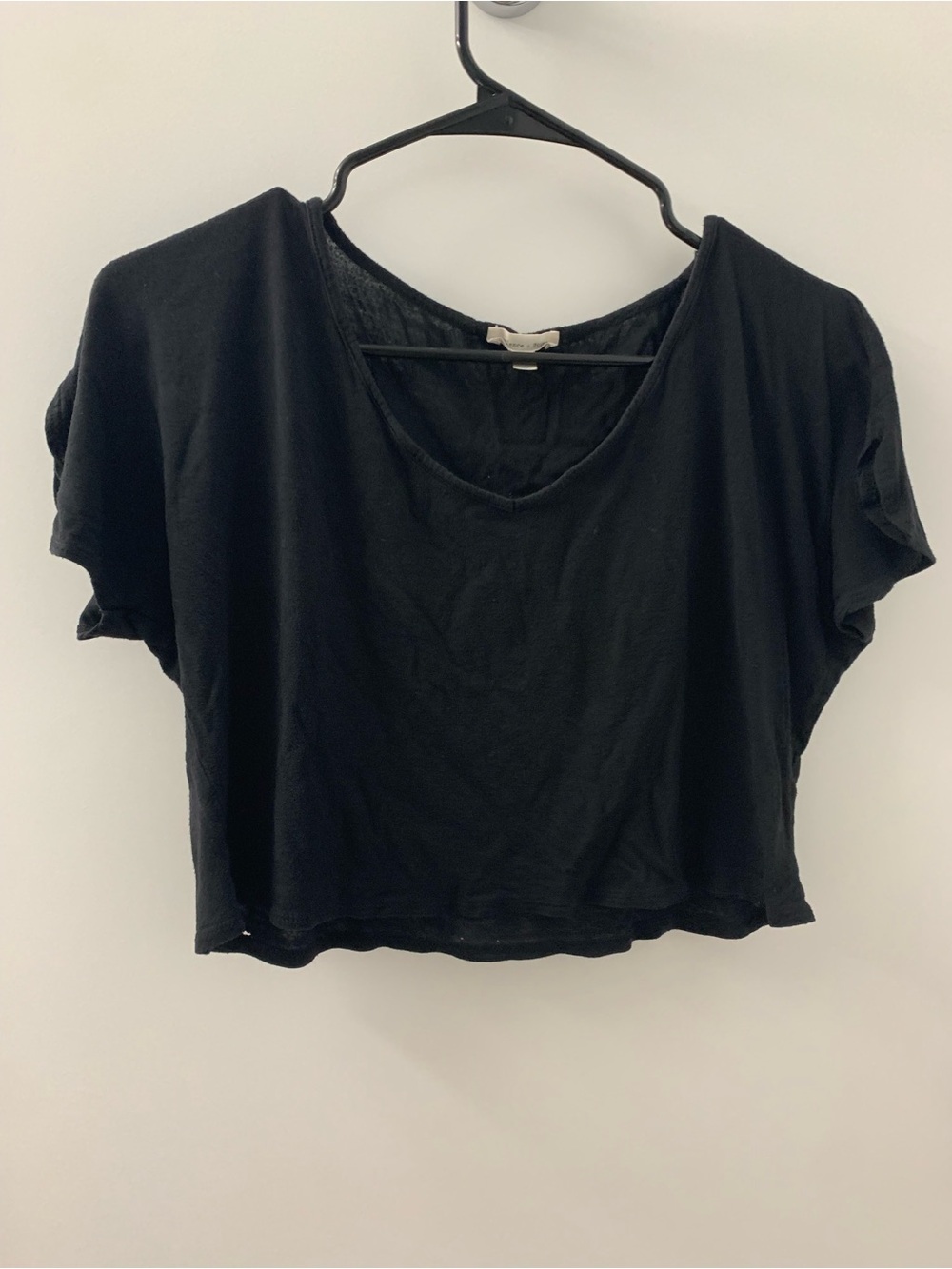 silence + noise Relaxed Black Cropped Scoop Neck Top
